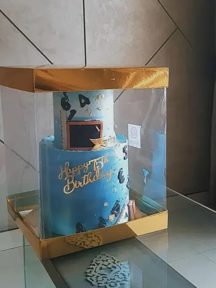 Safely packed and ready to go. For my large, multi-tier cakes, I use these special boxes to ensure they travel securely and arrive in perfect condition.