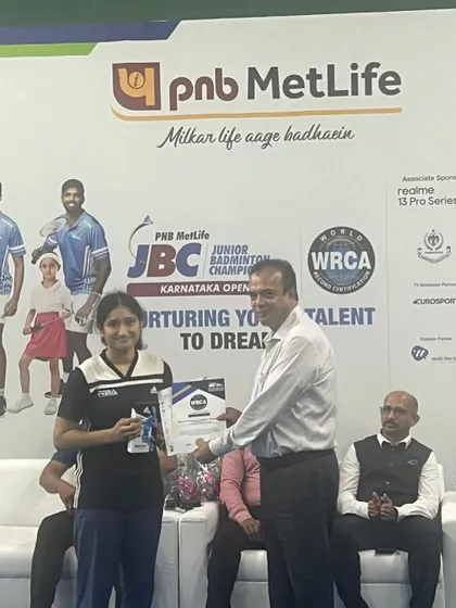 Ruthwa receiving her semi-finalist award. Reaching the final stages of a major tournament is a huge accomplishment.