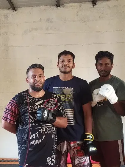 A few of us after a morning MMA class. We offer flexible timings, including weekend and morning batches, so everyone has a chance to train.