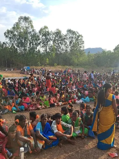 After the fire-walking, the entire community of over 5000 people sits down in disciplined rows for a community meal.