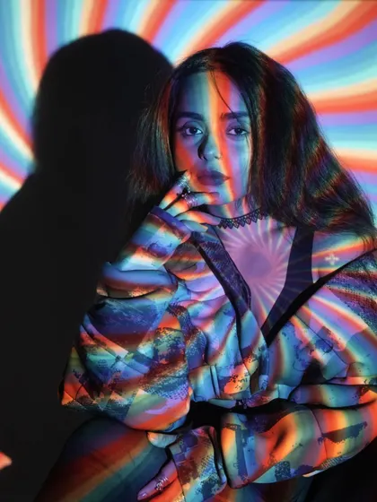 A creative portrait announcing my debut in the UAE. Taking my sound international was a huge milestone, and this image captures the psychedelic, transformative feeling of that moment.