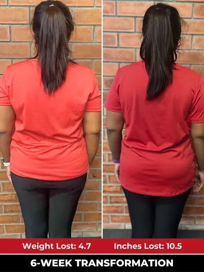 This back view of Pavithra's progress showcases the results of our smartly designed workouts and supportive vibe.