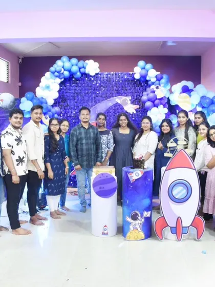 A group photo with my 12th batch of students during a birthday celebration at the institute.