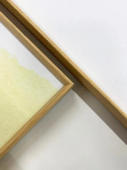 A mesmerizing trio of abstract wonders by artist Jennifer Goldberger. Here, the vibrant colors and swirling patterns are elegantly contained within our slim Osaka metal frames.