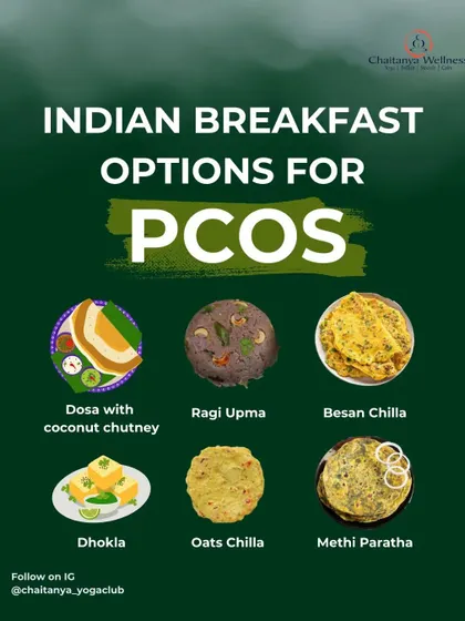 Here are six delicious and healthy Indian breakfast options for PCOS. This includes Dosa with coconut chutney, Ragi Upma, and Besan Chilla, all designed to provide balanced nutrition and stabilize energy.