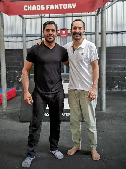 A photo with Fahadh Faasil after a successful training block. Seeing an actor master a new skill and build the confidence to perform their own stunts is the most rewarding part of my job.
