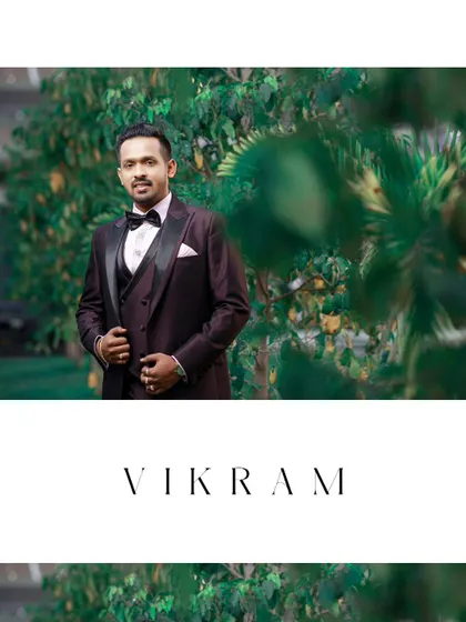 A handsome portrait of the groom in his reception tuxedo, ready to celebrate with his new bride.