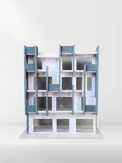 This detailed facade model allows us to test different material finishes and structural patterns. Working with physical models brings the entire team into a shared conversation, making abstract ideas tangible.