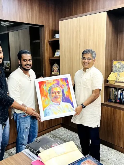 I was honored to personally hand over my portrait of the Rector of St. Aloysius, Melwyn Pinto, a special commission for the college.