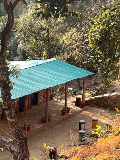 An overhead view of our campsite nestled in the woods. This is your escape from the city, a place to connect with nature and enjoy the peace of the mountains.