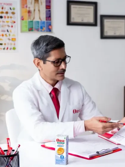 We transformed a simple studio space with two plain walls into a believable doctor's clinic for this ORSL campaign. This image demonstrates our capability in full-scale production, from set design and prop styling to directing talent to create authentic lifestyle scenarios for commercial use.