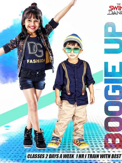 The poster for our 'Boogie Up' classes for 3-6 year old kids and their moms, a perfect way to bond and introduce children to dance.