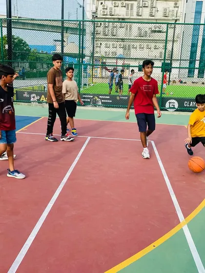 Dribbling practice for our junior group, building a solid foundation.
