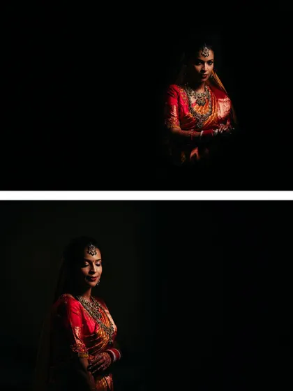 A duplicate of ID 378, this collage shows a bride's portraits in dramatic low-light.