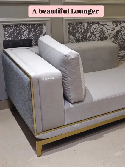 A beautiful and functional lounger perfect for a bedroom or a cozy living room corner. This piece features a sophisticated design with a metal frame, dual-fabric upholstery, and plush cushions for maximum comfort.