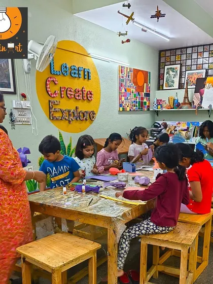 A full classroom of busy artists! This is a typical day at our summer camp, filled with crafting, collaboration, and lots of creativity.