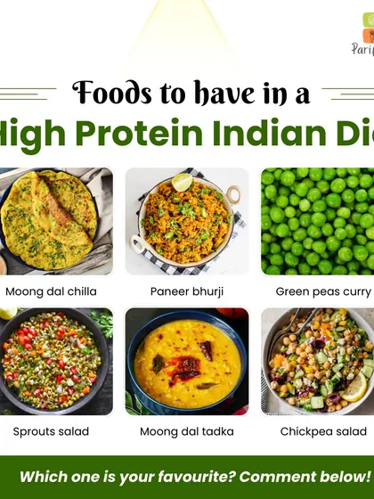 Here are some excellent foods to include in a high-protein Indian diet. Options like moong dal chilla, paneer bhurji, sprouts salad, and chickpea salad are both nutritious and delicious.