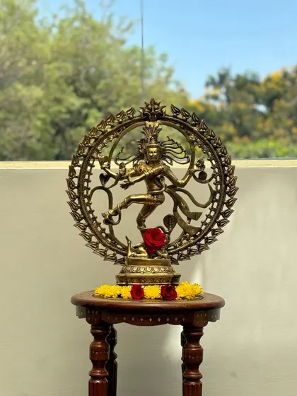 The presence of the Nataraja idol is a constant reminder of the spiritual foundation of my dance practice.