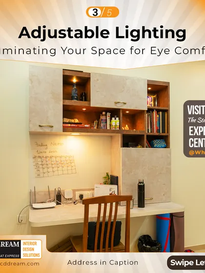 Adjustable lighting is key for eye comfort, particularly in workspaces. We design lighting solutions that can be adapted for different tasks and times of day.