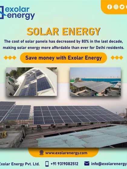 Solar energy is more affordable than ever, with costs dropping 80% in the last decade. Save money and go green with Exolar Energy.