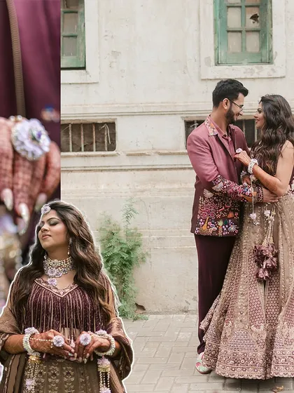 A collage showcasing the couple's stunning outfits and intimate moments from their Phoolon Ki Holi celebration.