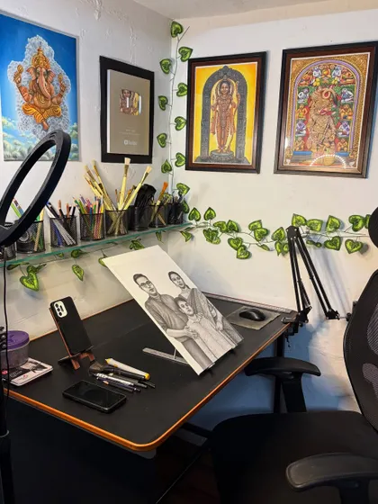 Another view of my small studio. This is my creative space, filled with my art and my dreams.
