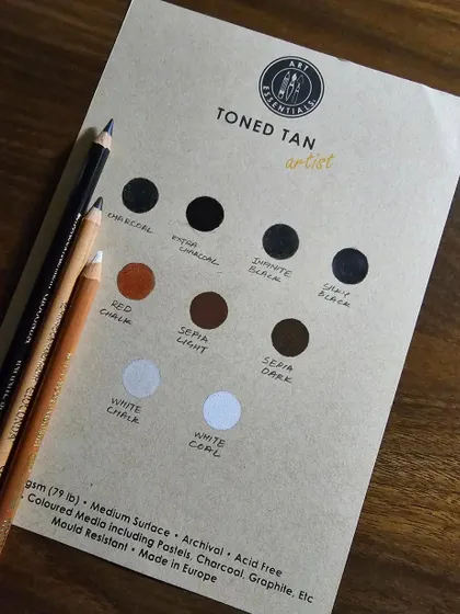 Reviewing new art supplies. Here I am testing out Koh-i-Noor pencils on Art Essentials toned tan paper.