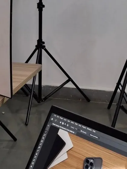 The studio setup for the Fusegear iPhone case shoot, showing our tethered workflow.