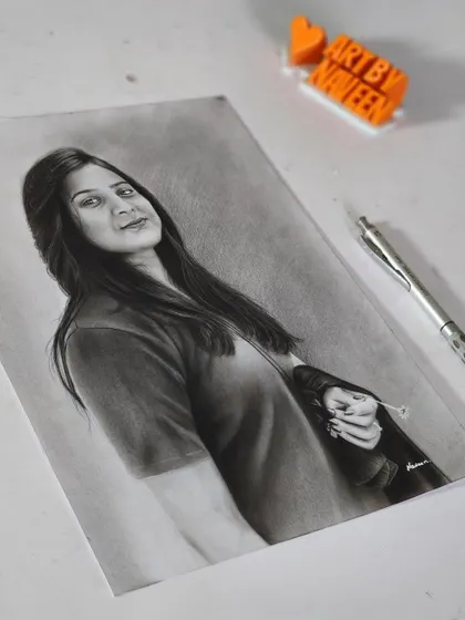 The same portrait with my "Art by Naveen" logo block.