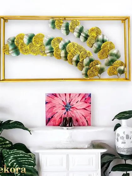 This creative wall decor art adds a touch of nature-inspired geometry to the room.