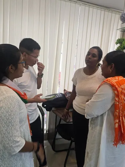 An interactive discussion among students from diverse backgrounds during our Independence Day gathering. These moments foster cross cultural understanding.