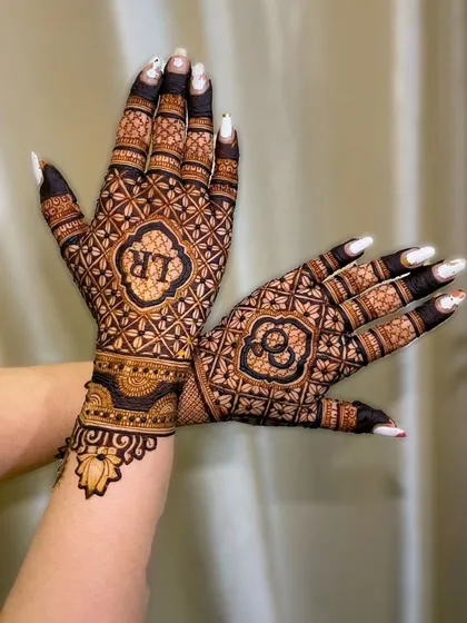 A personalized design with initials set within a beautiful geometric pattern. This is a great way to add a modern touch to a traditional design.
