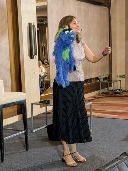 Performing with Jack at a show in Coimbatore. Our dynamic is a mix of my cheerful personality and his cynical humor, which audiences of all ages find entertaining.