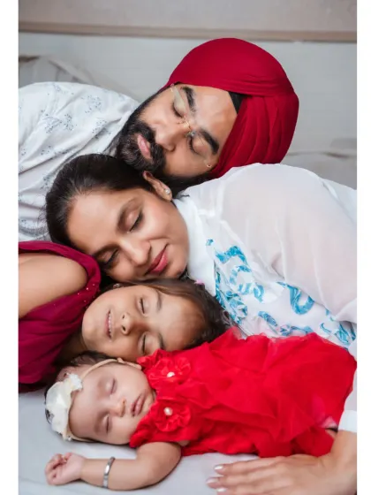 A family is where life begins and love never ends. This peaceful portrait shows the beautiful bond between parents and children.