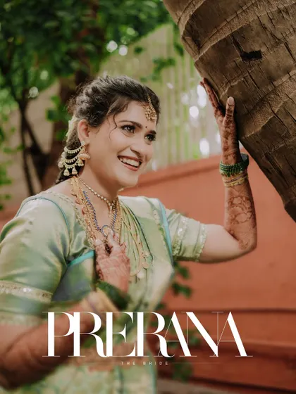 A beautiful, sun-kissed portrait of a bride named Prerna, her happy smile captured perfectly.
