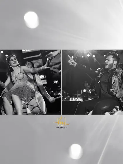 Pure joy and energy. The bride and groom having the time of their lives at their sangeet party, a moment of candid fun that we love to create.