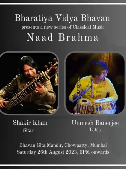 An alternate poster for the 'Naad Brahma' concert, highlighting the sitar-tabla duet.