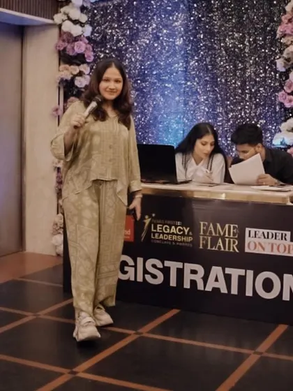 The registration desk at the Fame & Flair Award Ceremony, managed entirely by our Event Management students. This demonstrates their practical skills in event coordination and guest management.