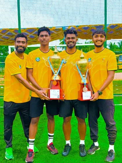 Our certified coaches celebrating with the U10 and U12 championship trophies. Their guidance and passion are the driving force behind our players' success.