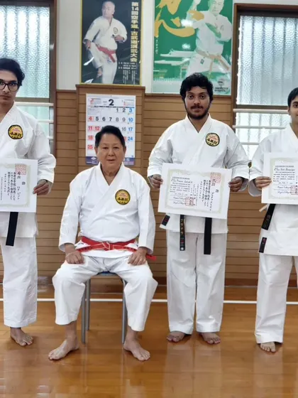I am incredibly proud of my senior students who traveled to Okinawa and successfully earned their Dan ranks directly from Hanshi Minoru Nakazato. This is the culmination of years of dedicated training and the highest honor for a practitioner.