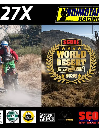 A promotional graphic for our 2025 World Desert Championship campaign. It highlights our team, 127X, and our valued sponsors who make it all possible.