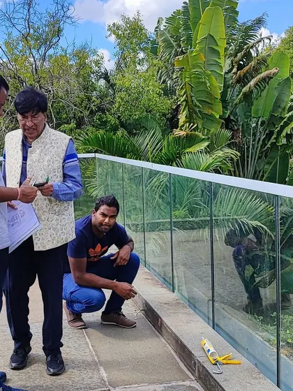 Discussing the final placement of Yantras with our clients in Mauritius. We work closely with homeowners to ensure they understand the process and the positive changes to expect.