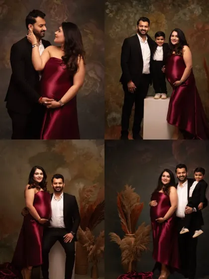 A collage from a maternity session that includes the couple and their older son. This is a wonderful way to celebrate the family's journey as they await their new arrival.