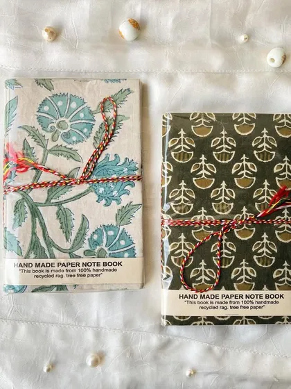 A set of two of our larger handmade journals, perfect for those who love to write. The covers feature beautiful traditional Indian prints.