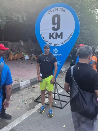 At the 9km marker during the 10k race. Pacing is key.