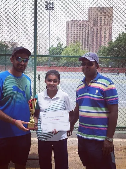 Congratulations to Shradha Chhabra, winner of the Girls Under 16 AITA Tournament held at our academy, seen here with our coaches.