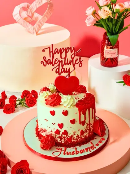 Love is in the air with our Valentine's Day specials. This red and white drip cake is a work of art, perfect for expressing your love.