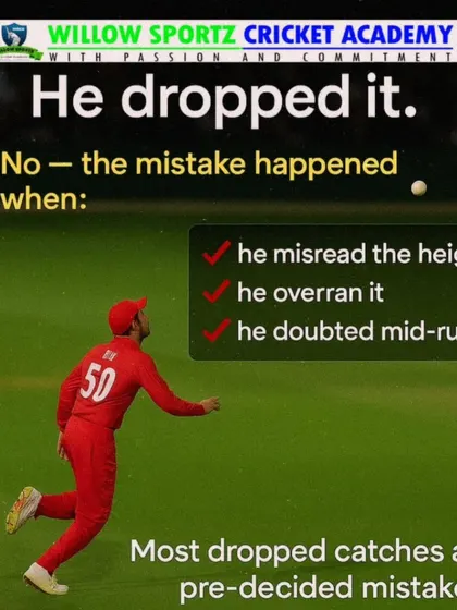 Most dropped catches are pre-decided mistakes. Misreading the height, overrunning the ball, or doubting mid-run are mental errors we train our players to avoid.
