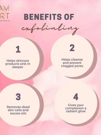 The benefits of exfoliating are amazing. It helps your skincare products sink in deeper, prevents clogged pores, removes dead skin cells, and gives you a radiant glow.