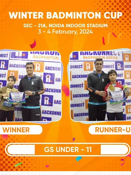 Celebrating the winners and runners up of the Girls Singles Under 11 category at our Winter Badminton Cup in Noida. We believe in recognizing and encouraging young talent.